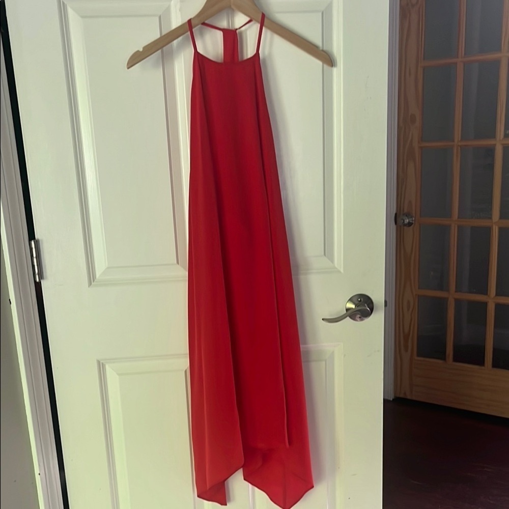 Club Monaco Red Silk Scarf Halter Sun-dress with open back size 00 - Picture 3 of 14